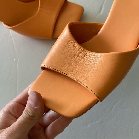 NWOB Jeffery Campbell Anthropologie Square Toe Mules Orange Leather Sz 6 - Picture 4 of 7